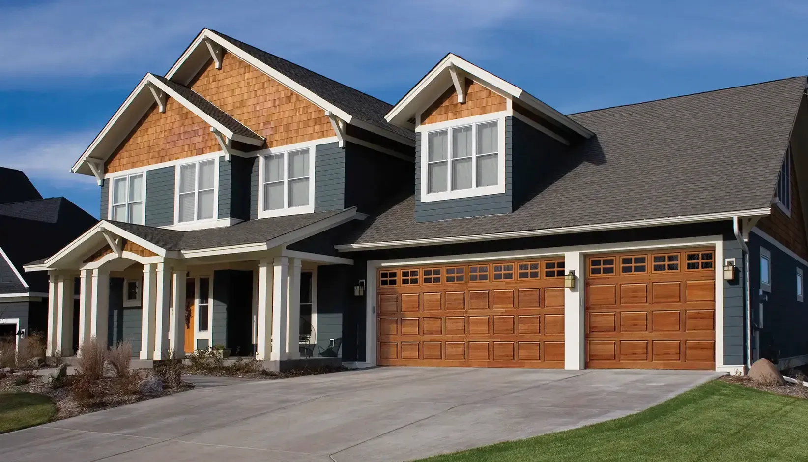 classic wood design short stockton window cedar garage door