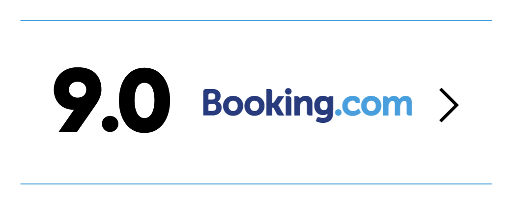 A logo for booking.com is shown on a white background