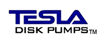 A black and white logo for tesla disk pumps tm