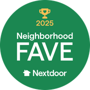 A green circular badge with a gold trophy icon above the text 