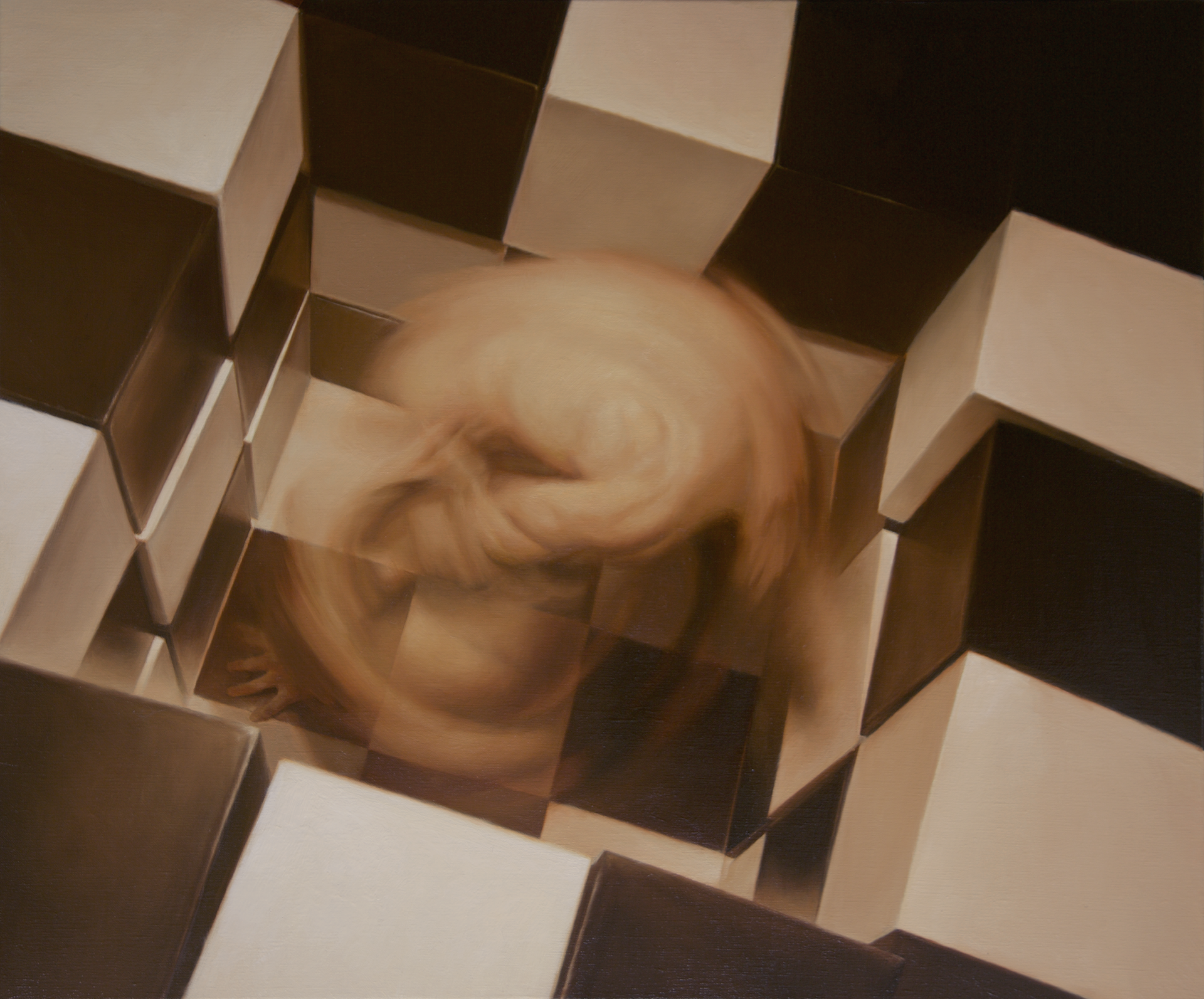 Pasi Tammen öljymaalaus. Artistic Freedom in the Frame of Regulations, öljy kankaalle, 2024