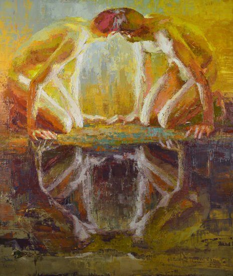 Pasi Tammi - Narkissos katoaa kuvaansa, öljy kankaalle