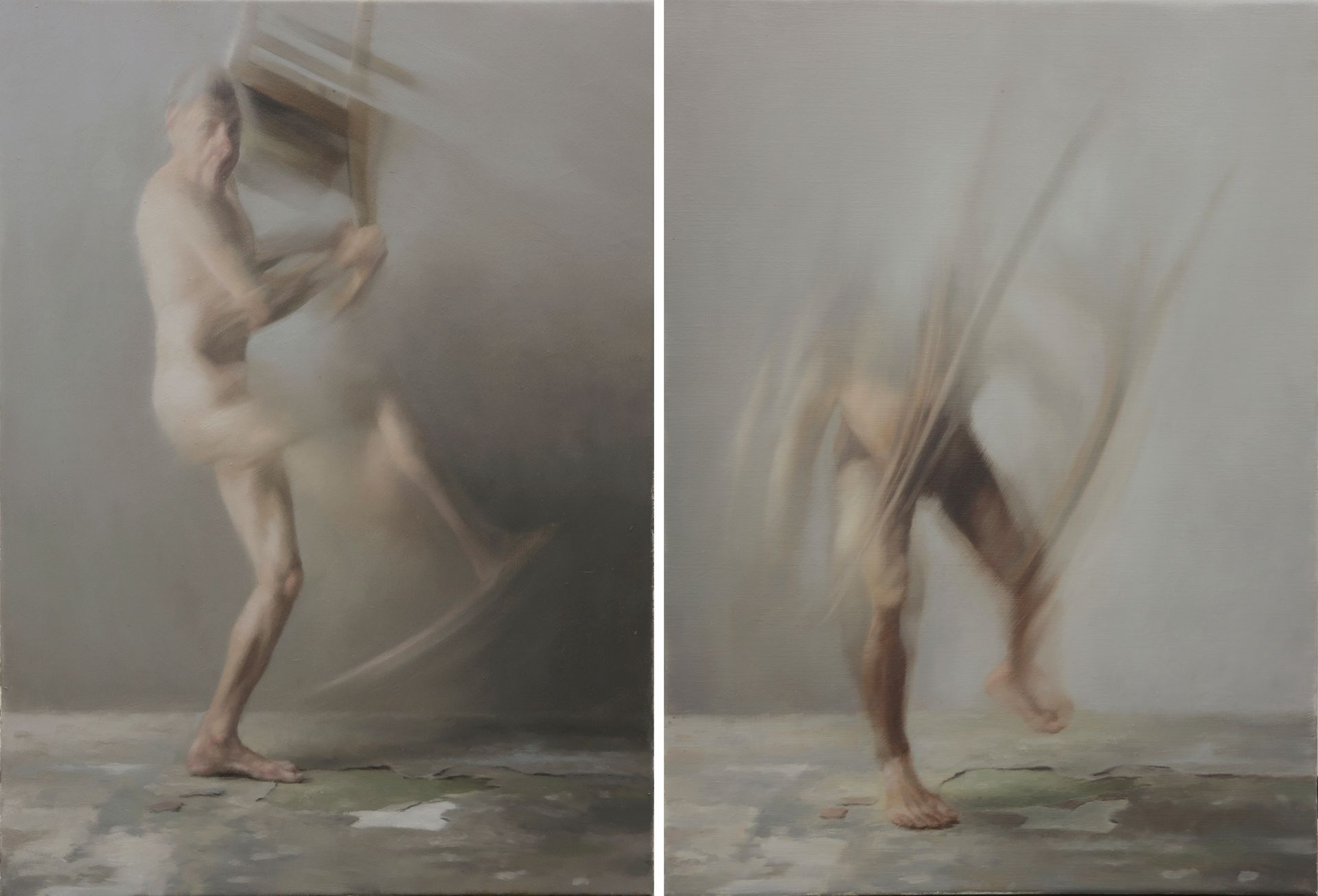 Kuvataitelija Pasi Tammi taideteos, You can have my chair, 2021, Oil on canvas, 45 x 33 cm x 2