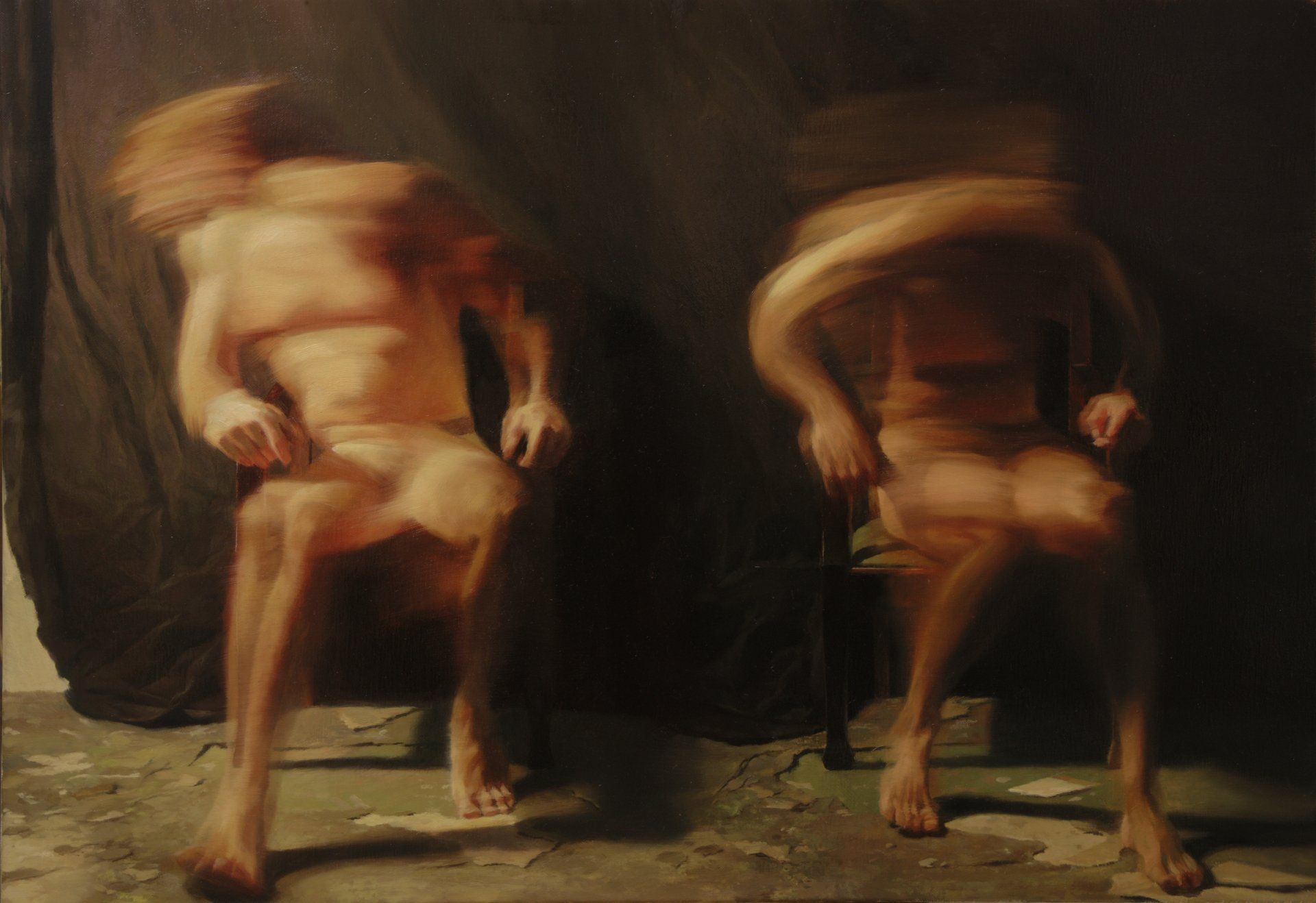 Kuvataiteilija Pasi Tammi taideteos Polarisation, 2020, Oil on canvas, 45 x 65 cm