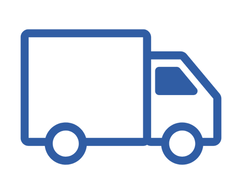 Blue delivery truck icon.