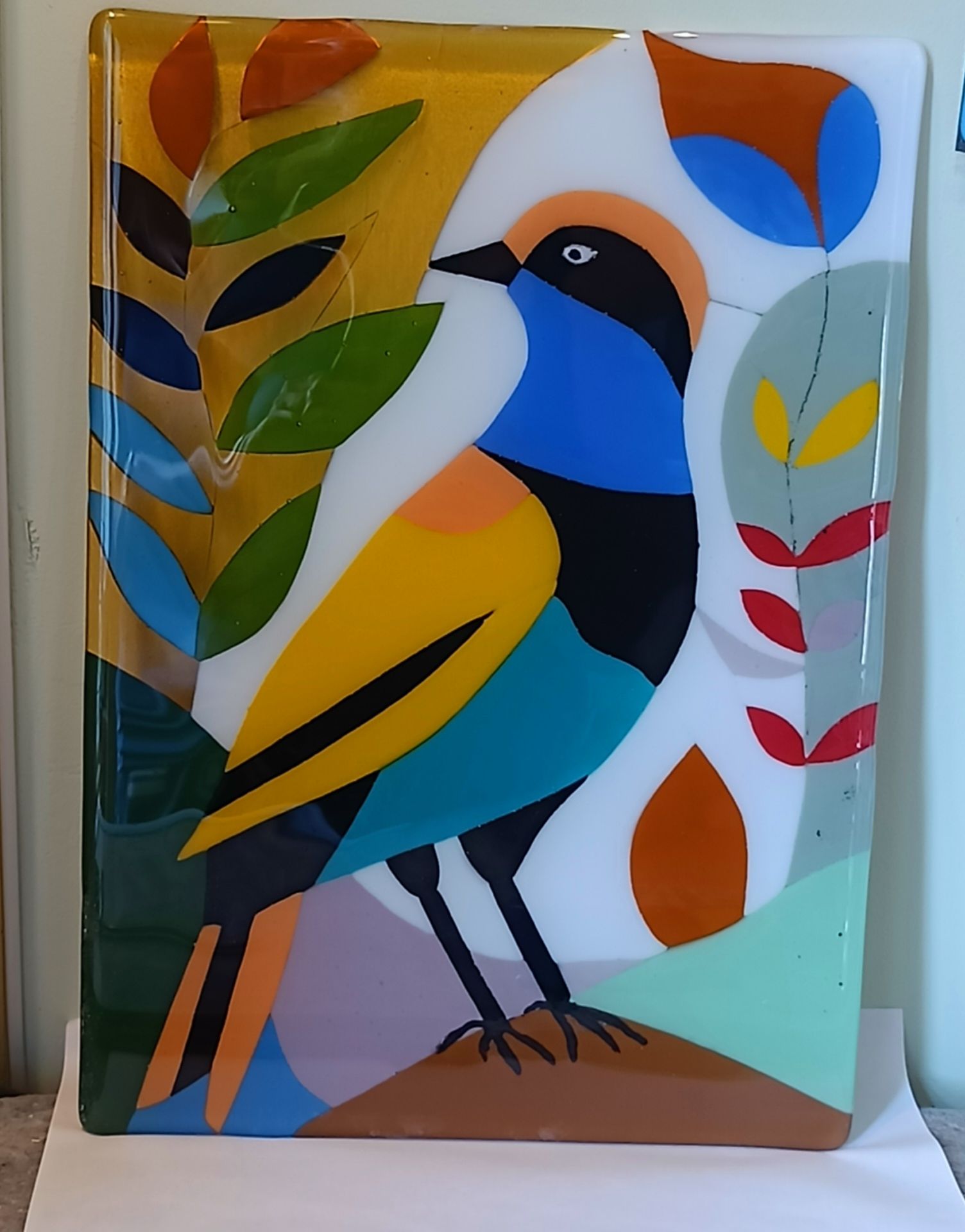 Vogel gemaakt met fusing techniek