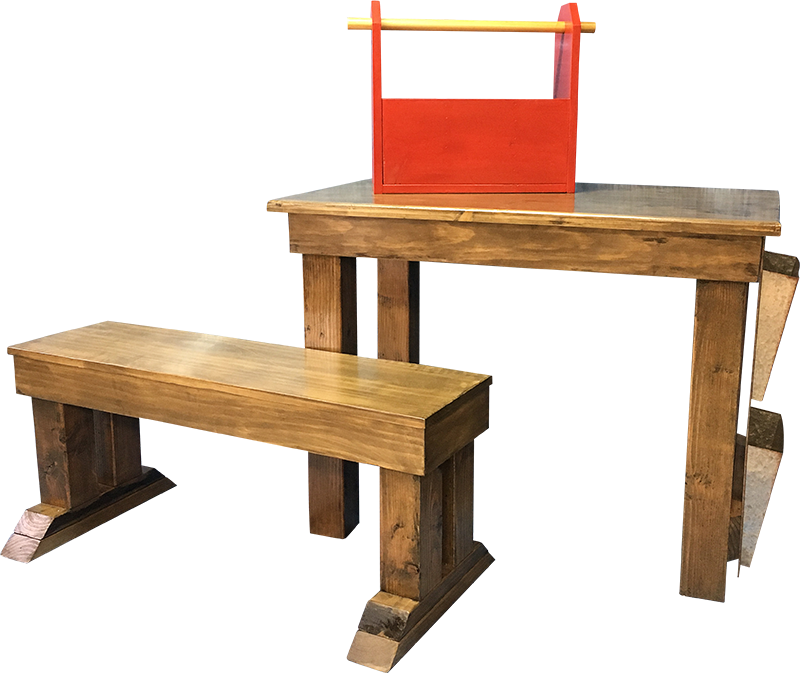 cedar custom table and bench