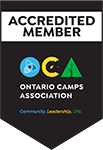 The logo for the ontario camps association is accredited member.