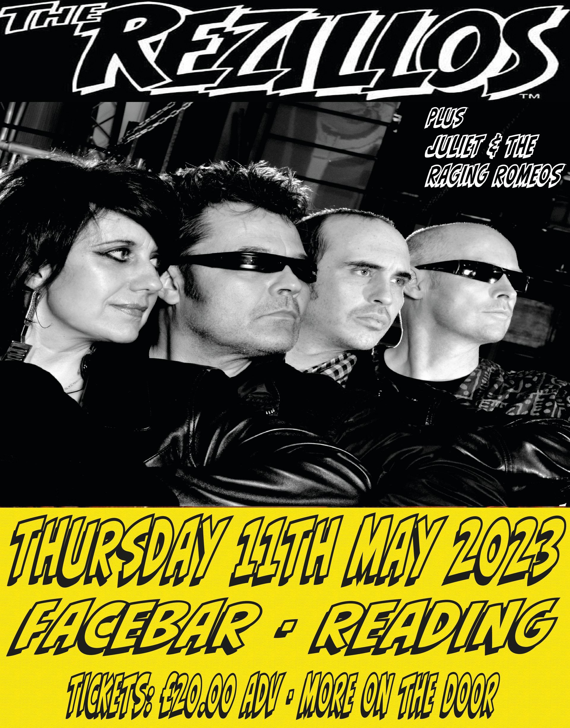 A black and white poster for a band called the real los