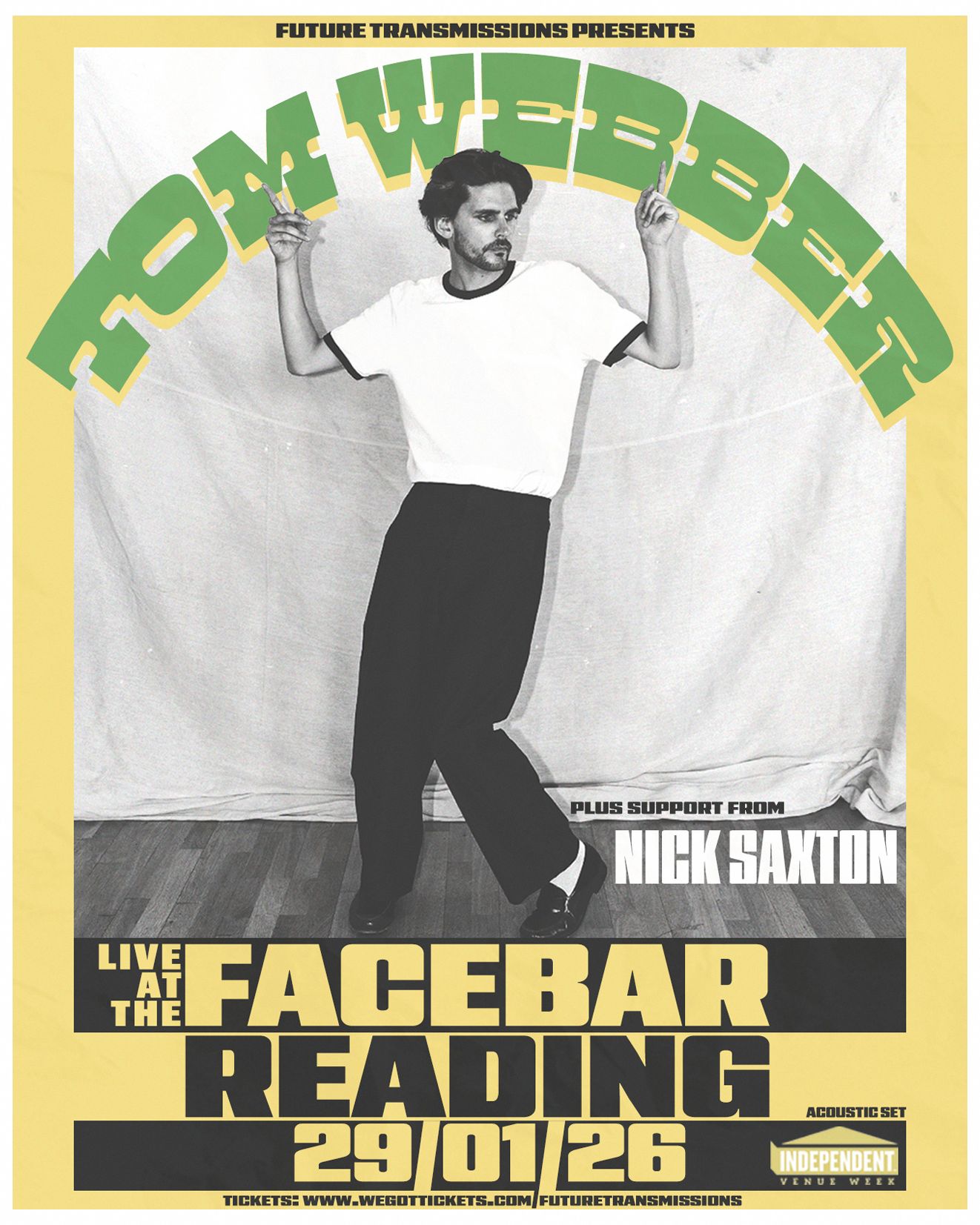 A picture of Tom Webber dancing on stage