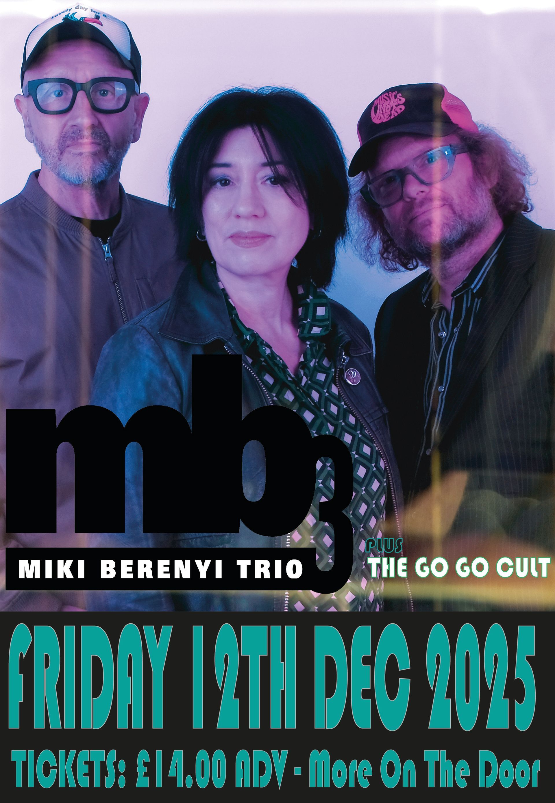 A poster for miki berenyi trio on friday december 12th