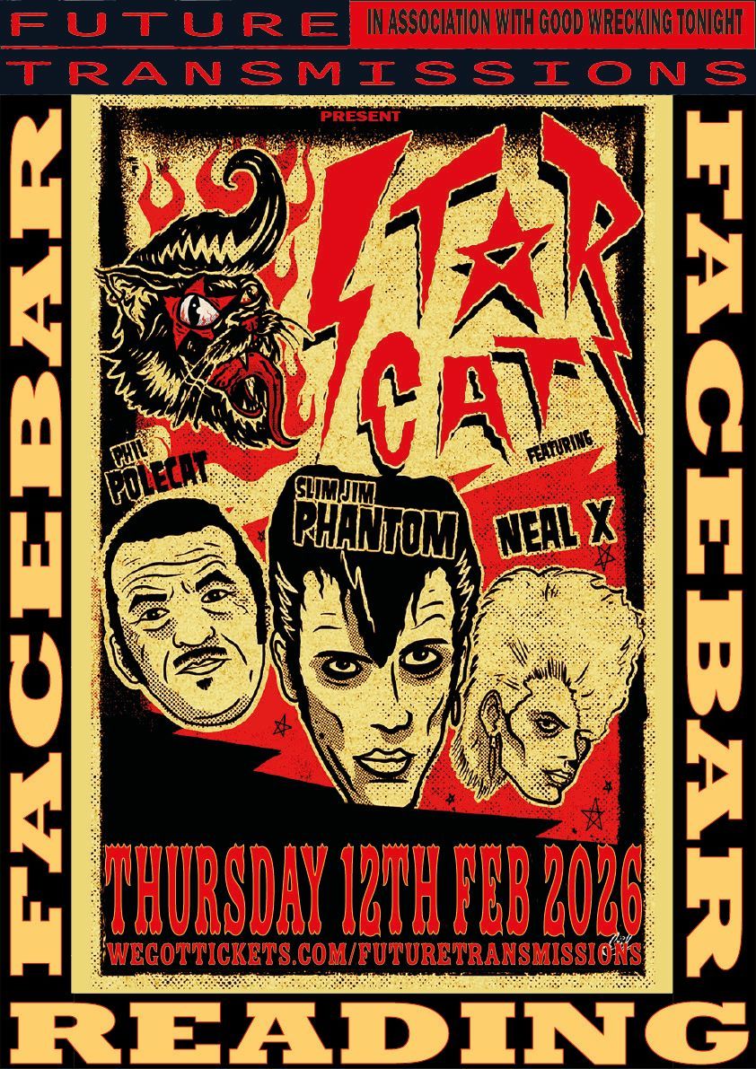 A poster for a concert by Starcat featuring members of The Stray Cats, The Polecats & Sigue Sigue Sputnik