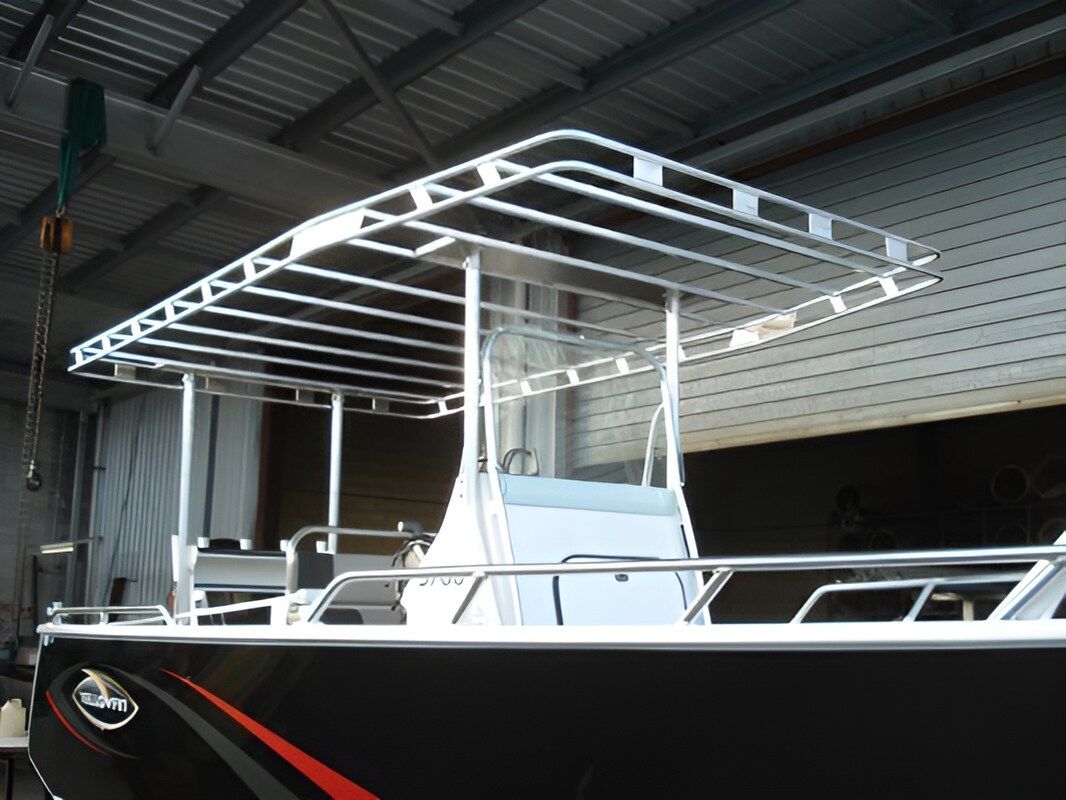 A Boat With A Canopy On Top Of It — Dalrymple Sheet Metal In Garbutt, QLD