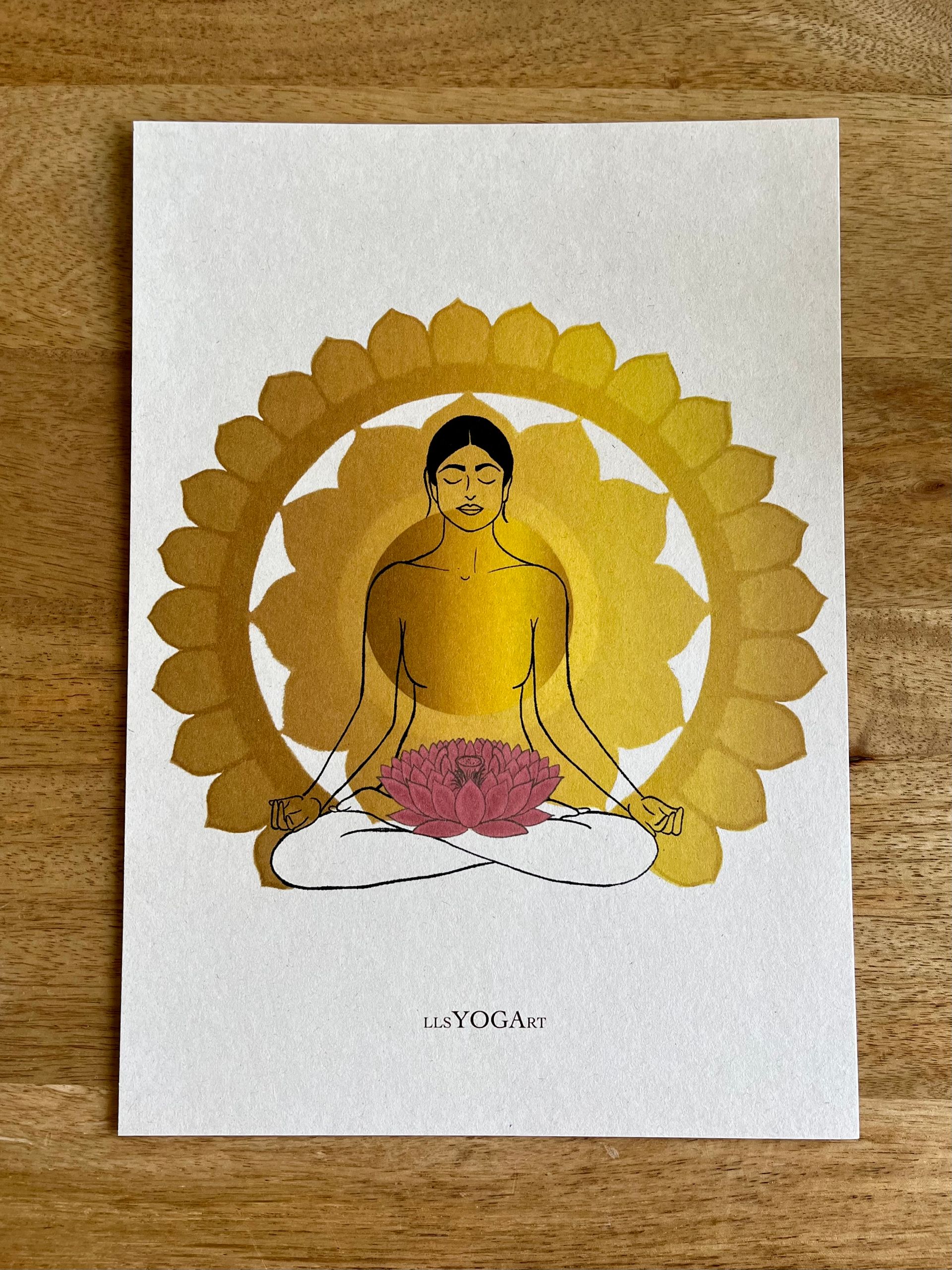 Yoga vrouw in mandala illustratie print