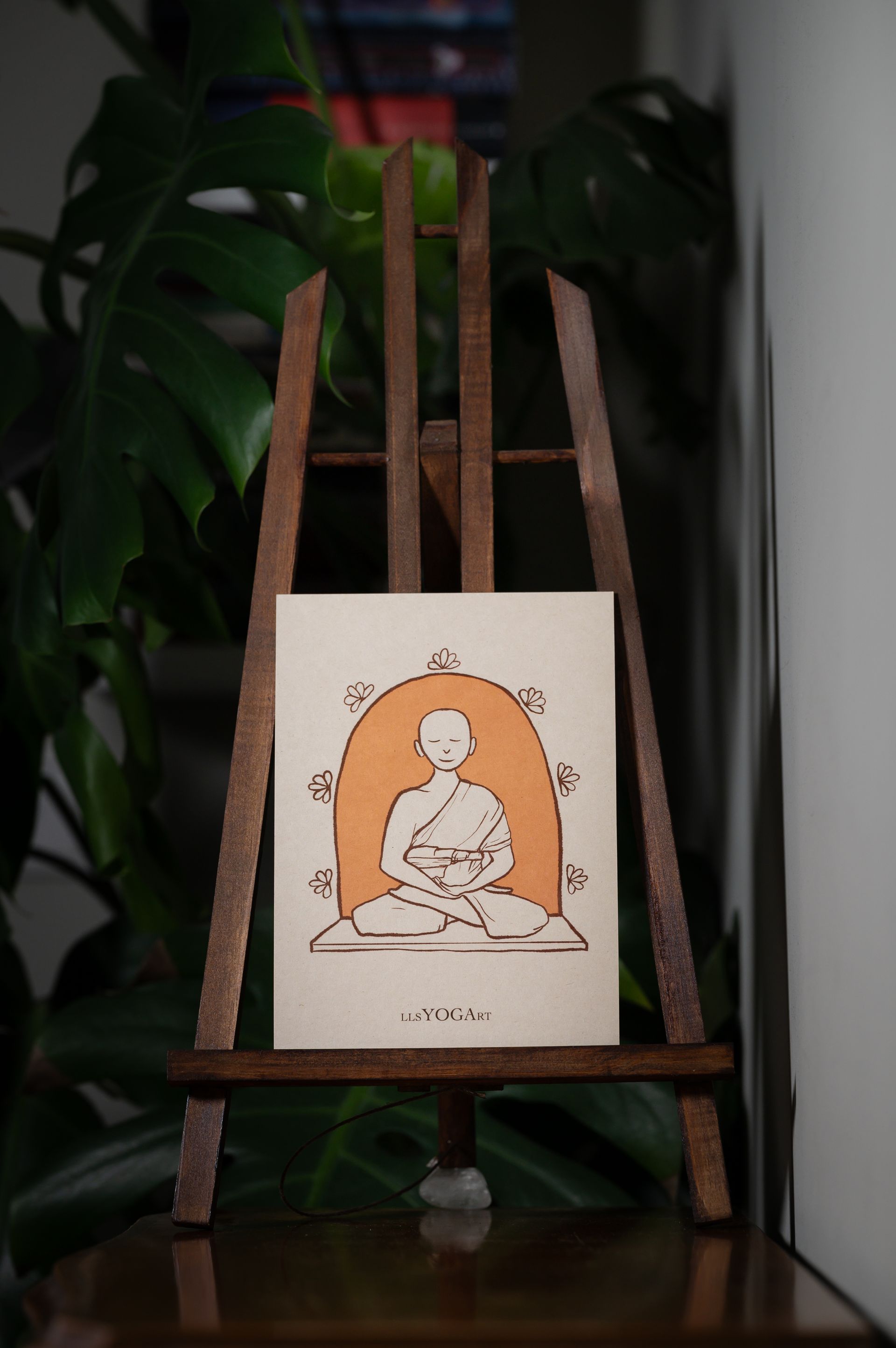 Illustratie met mediterende monnik