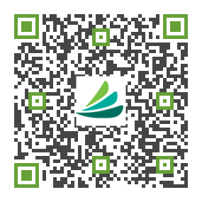 A qr code with a green leaf on it.