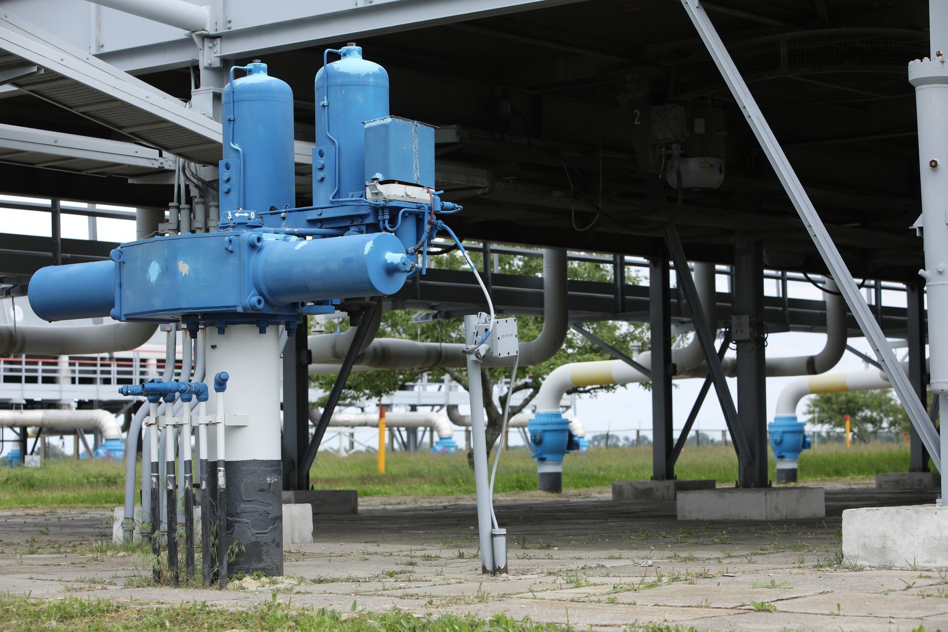 Water pumping station set up outdoors. Water pumping station set up outdoors.