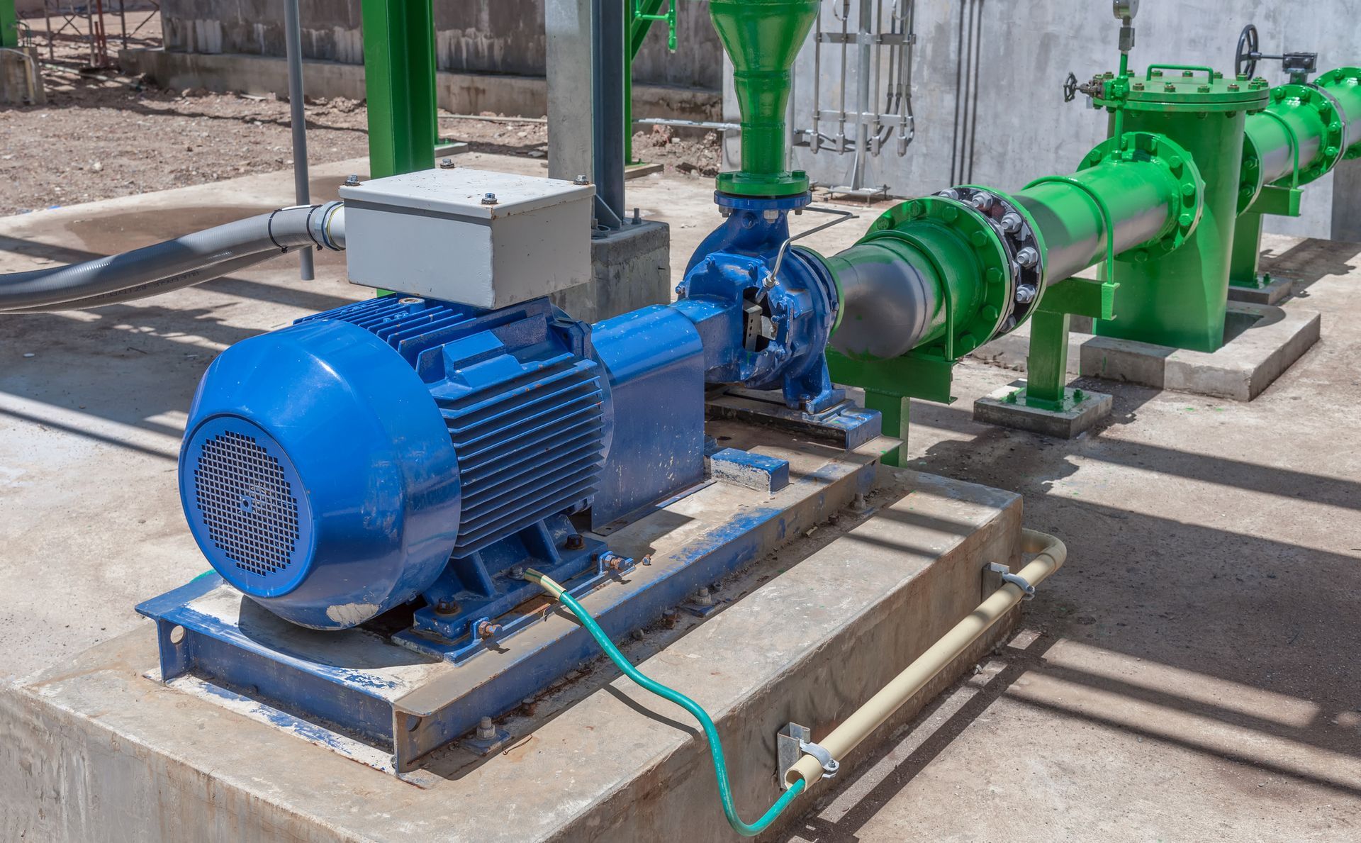 A centrifugal water well pump installed for efficient water extraction