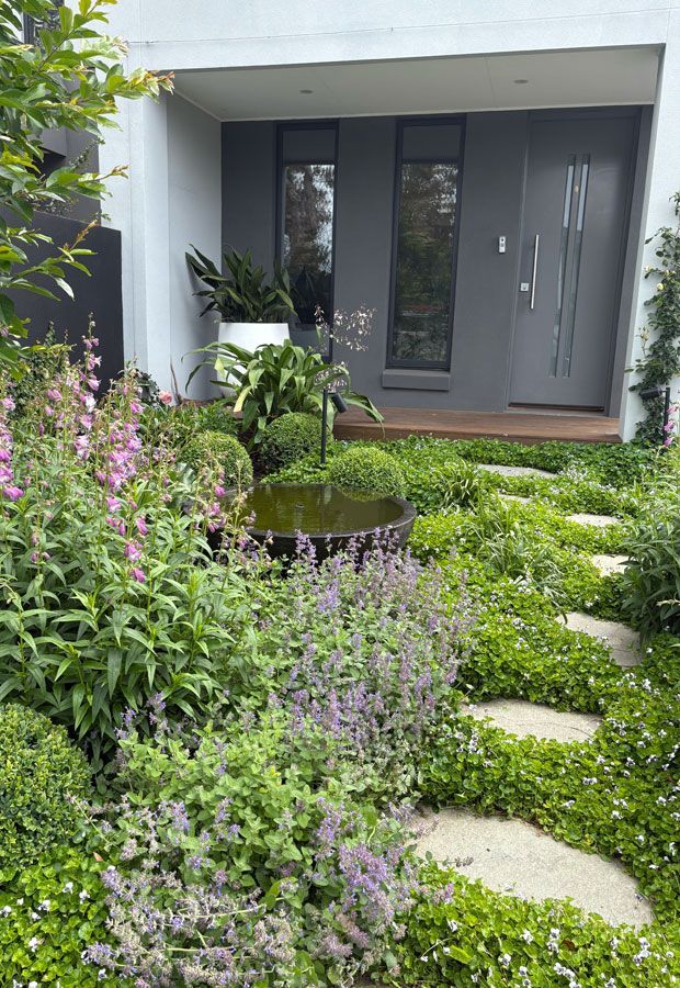 Modern house with pool, shaded patio, and wooden pergola. Turquoise water, glass walls, and dark wood siding.