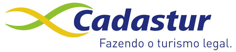 Cadastur logo with green and yellow infinity symbol and blue text,