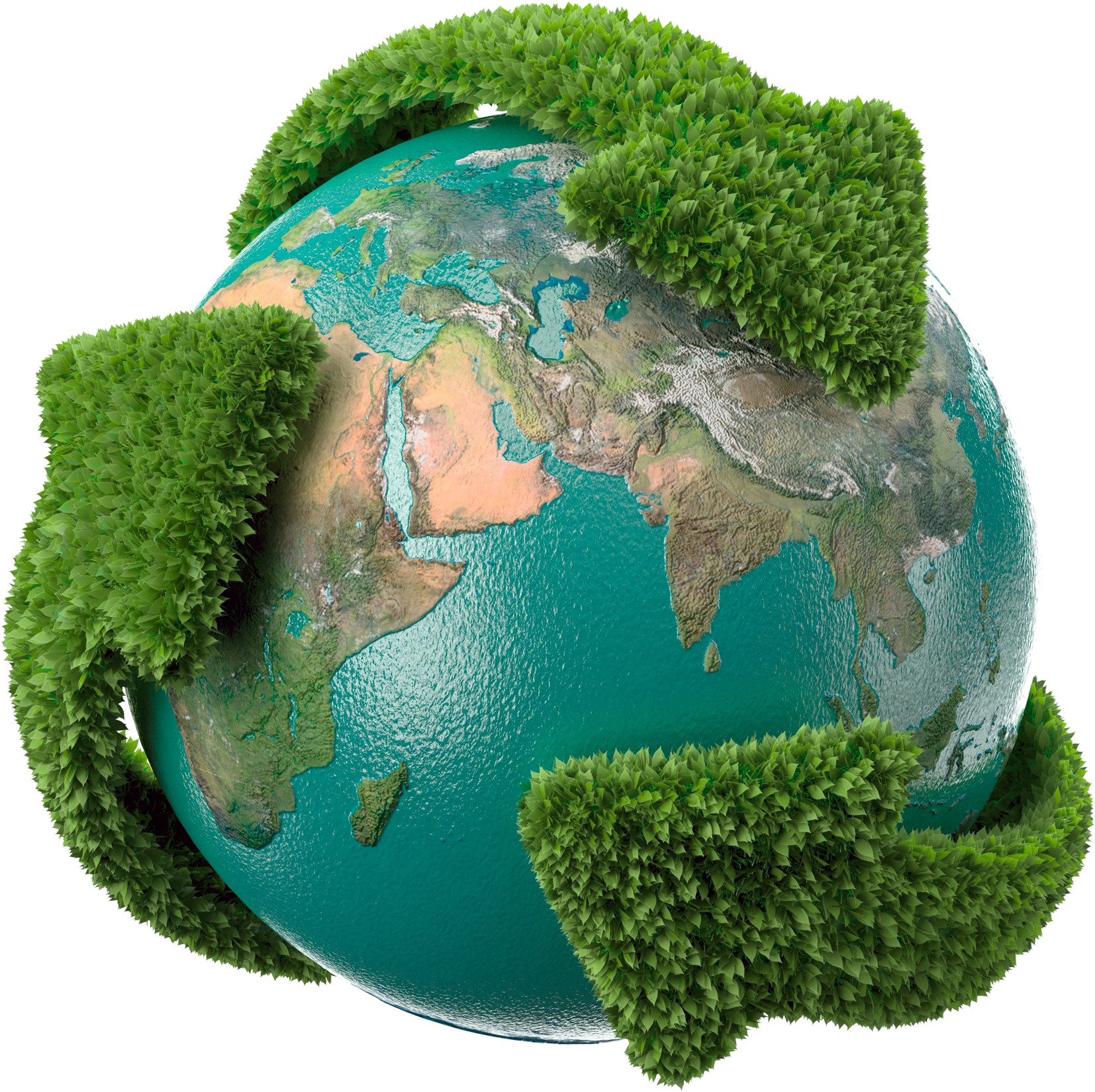 Terra Verde com setas de reciclagem.