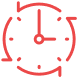 A red clock with arrows around it on a white background | Driven Auto Care