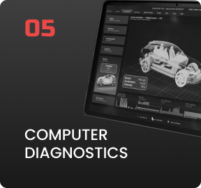 A computer diagnostics advertisement with a car on the screen | Driven Auto Care