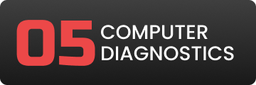 A computer diagnostics logo that is black and red | Driven Auto Care