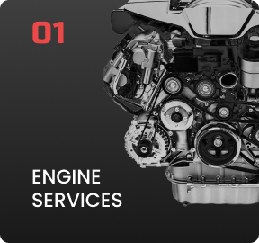 A picture of a motorcycle engine with the words engine services below it | Driven Auto Care