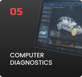 An advertisement for computer diagnostics with a car on the screen | Driven Auto Care