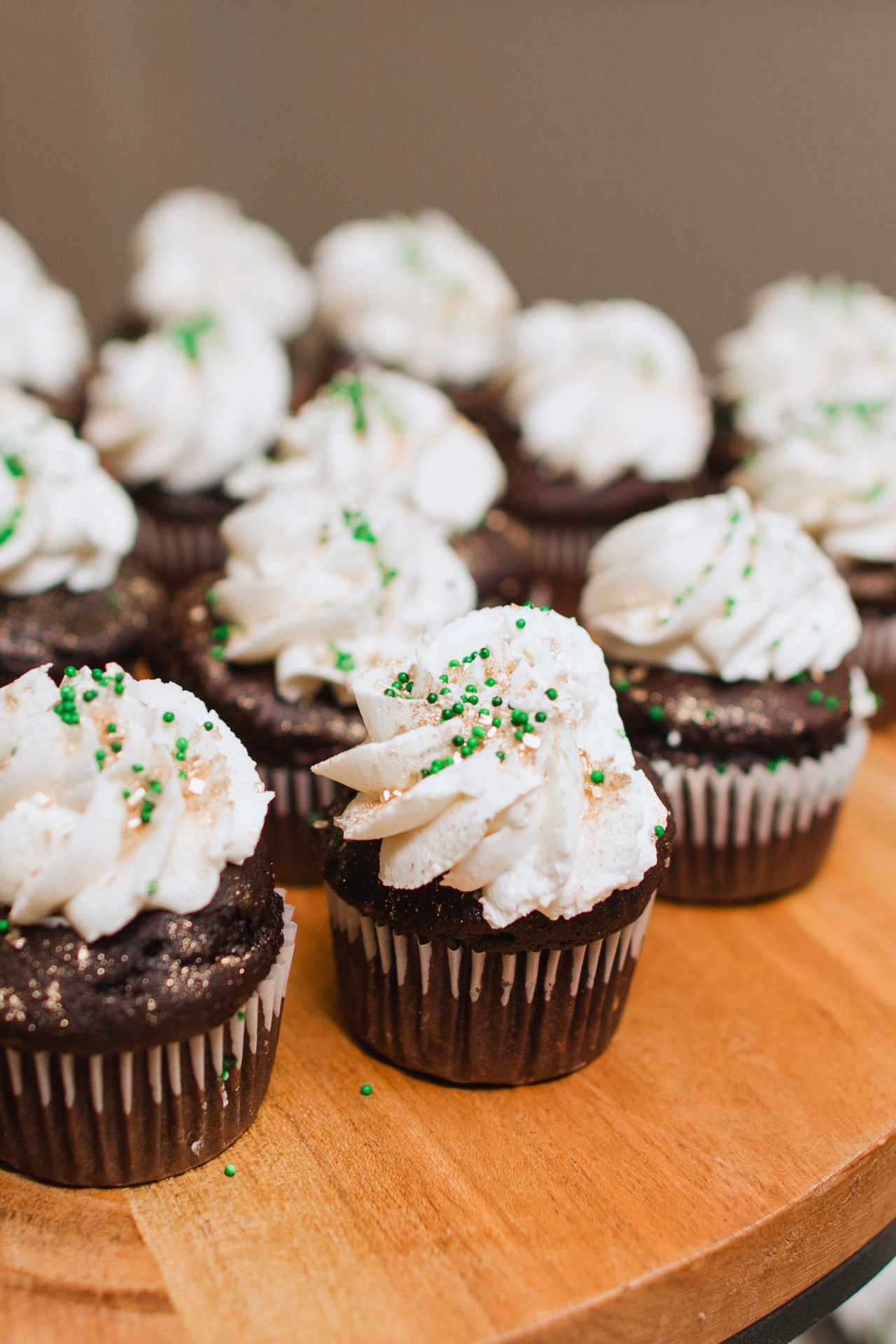 Chocolate cupcakes with Irish cream frosting