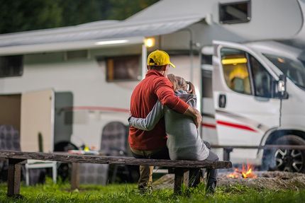 father and daughter on an rv trip