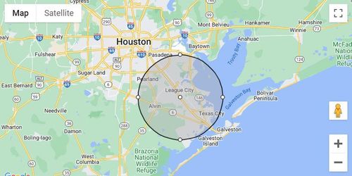 map of service area near houston
