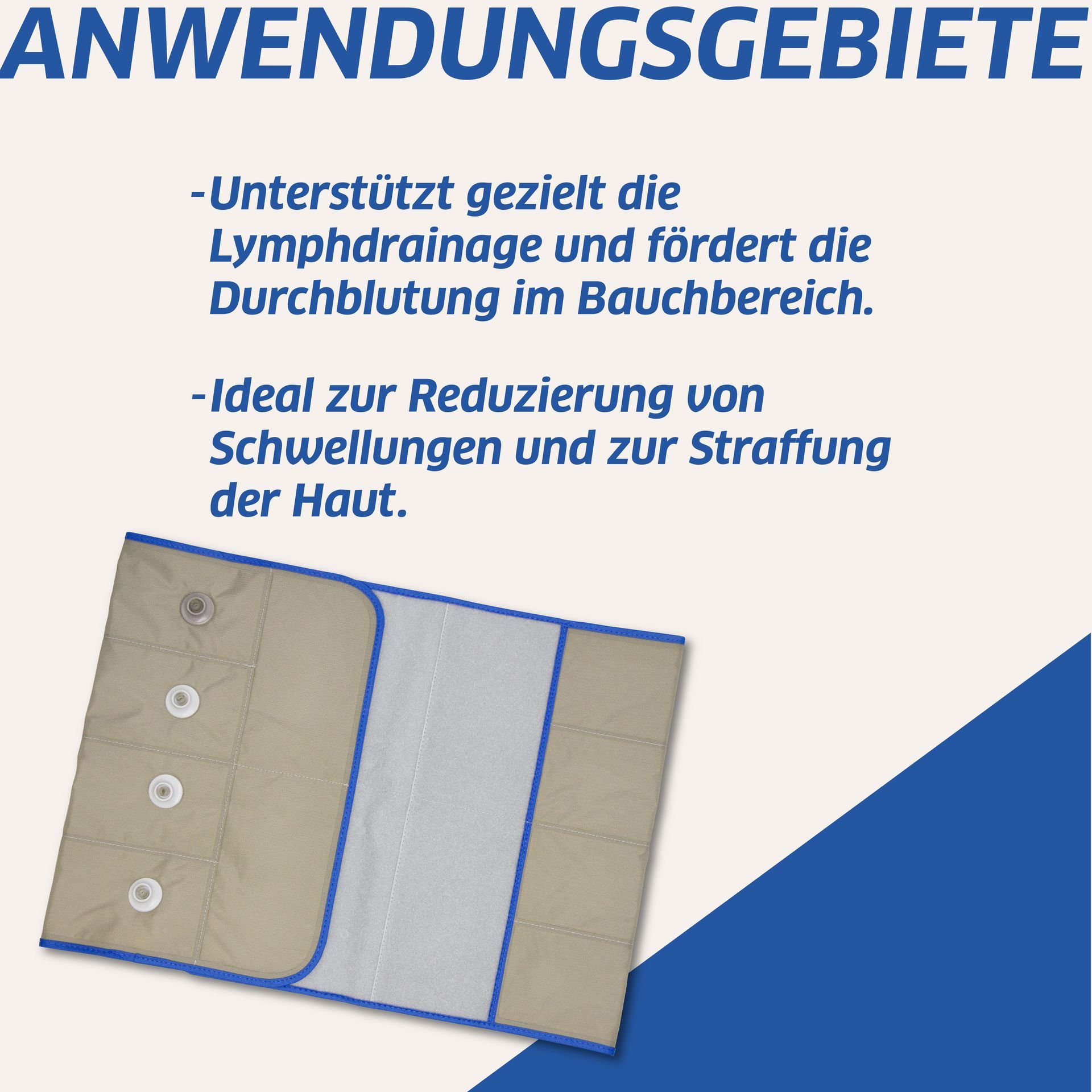 Eine Anzeige für einen Lymphdrainagegürtel auf Deutsch