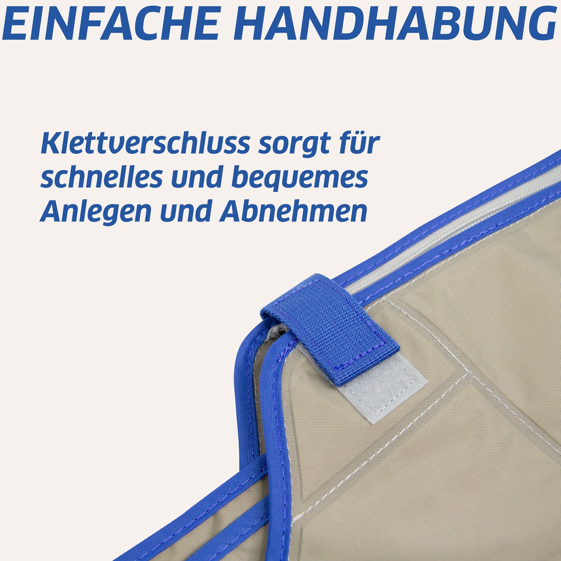 Ein Bild einer Decke mit den Worten einfache handhabung darauf