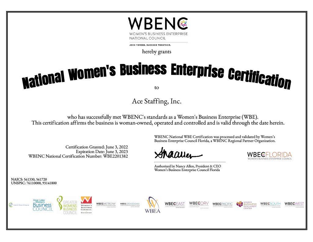 National women's business enterprise certification