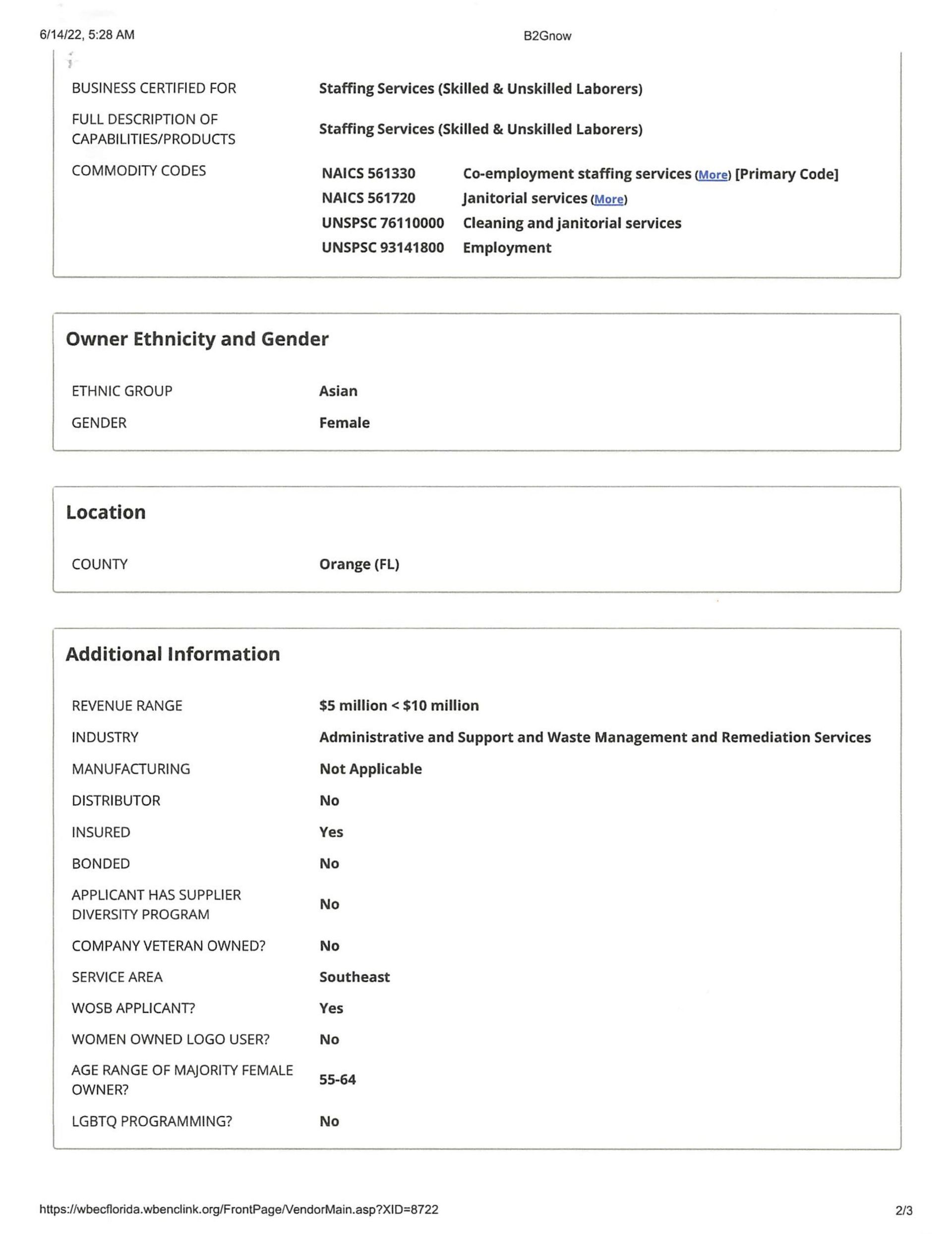 Small business certification