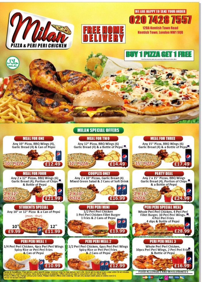 Milan Pizza & Peri Peri Chicken menu
