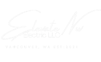 Elevate NW Electric LLC logo, white script and text, "Vancouver, WA Est. 2021" below.