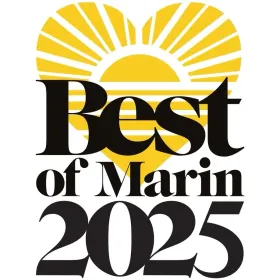 Pacific Sun Best of Marin 2025 winner logo for Atlas Window & Carpet Cleaning, voted best window and carpet cleaning company in Marin County.