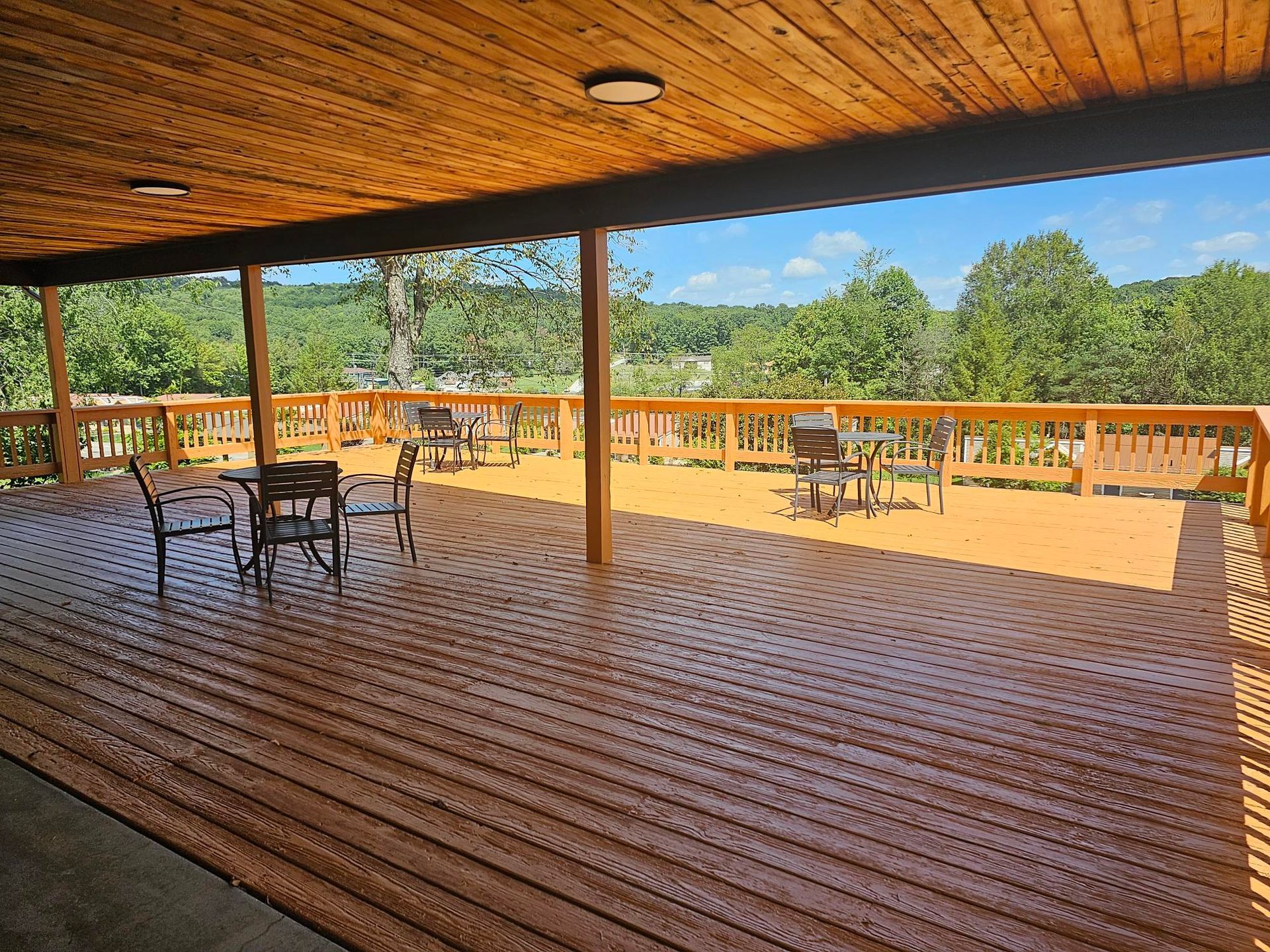 chairs on the back deck at the main lodge
