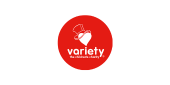 The logo for variety is a red circle with a heart and a hat on it.