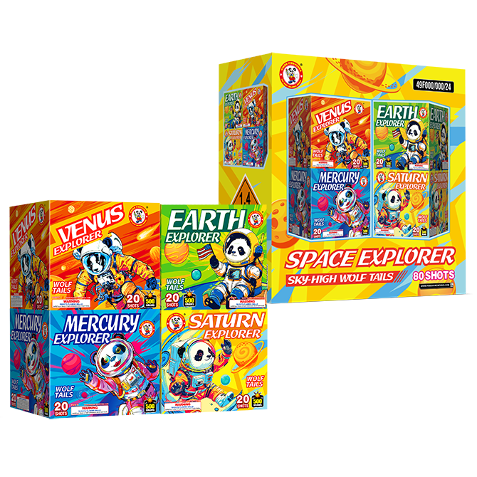 All equiped with gaint color tails and sky-high wolf howling tails to gold chrys. with bright strobes/dahlias/lace!