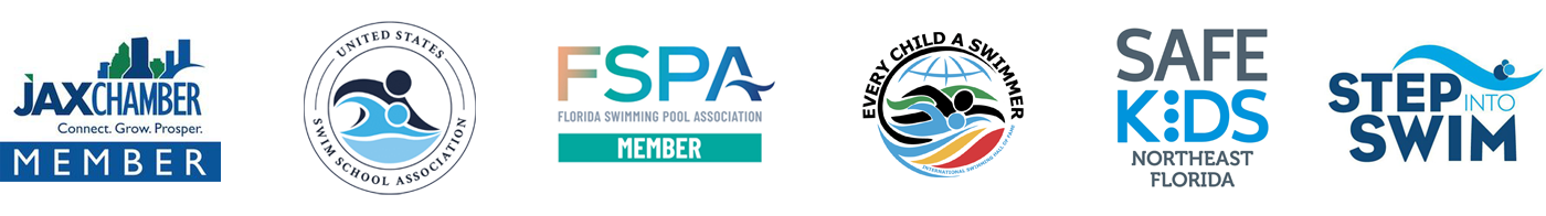 Logos for Jaxswim, swim schools, and safety programs.