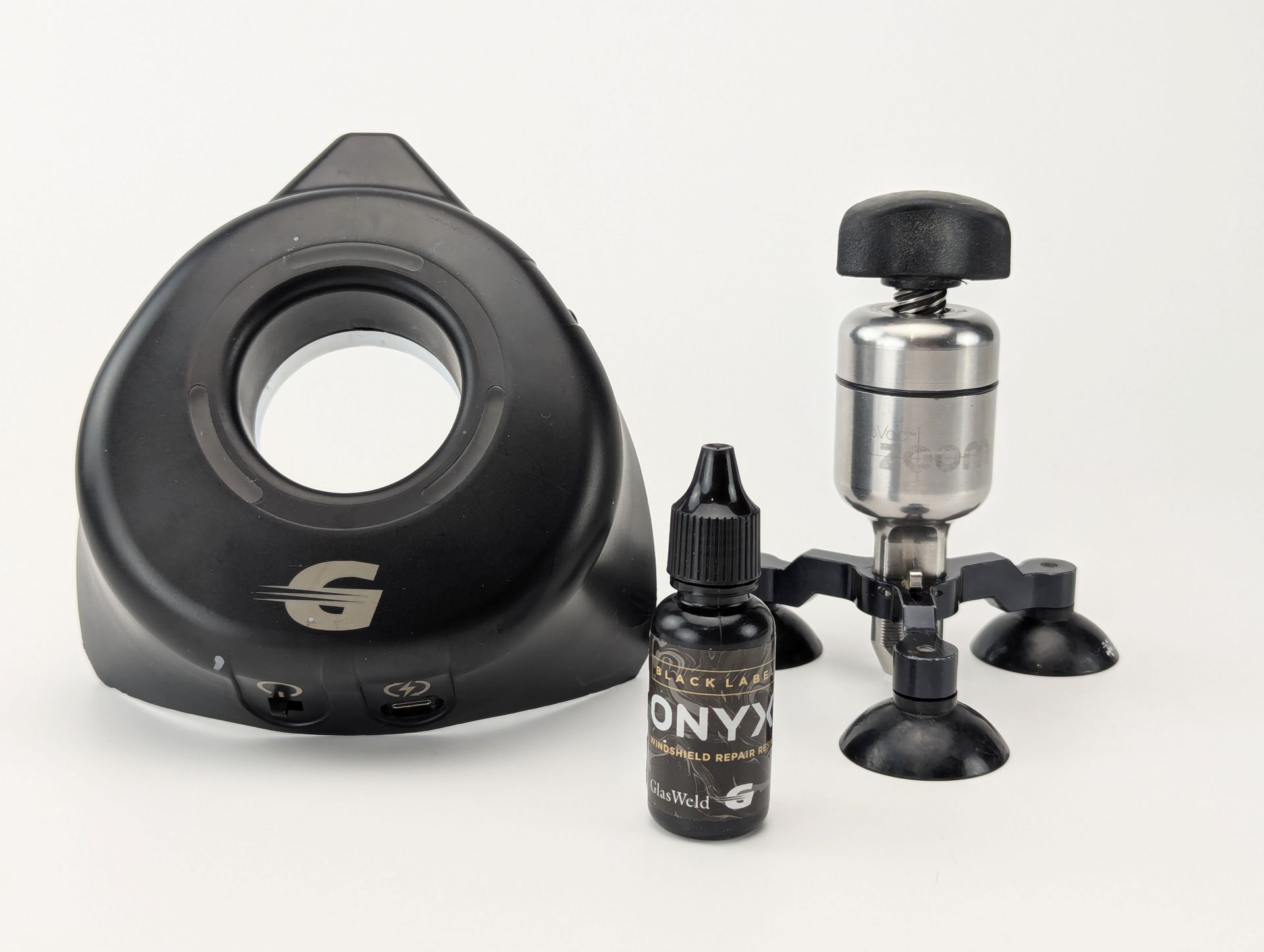 Windshield Repair Kit:  Glas Weld Zoom Tool, Onyx Resin and PorCurX UV Light