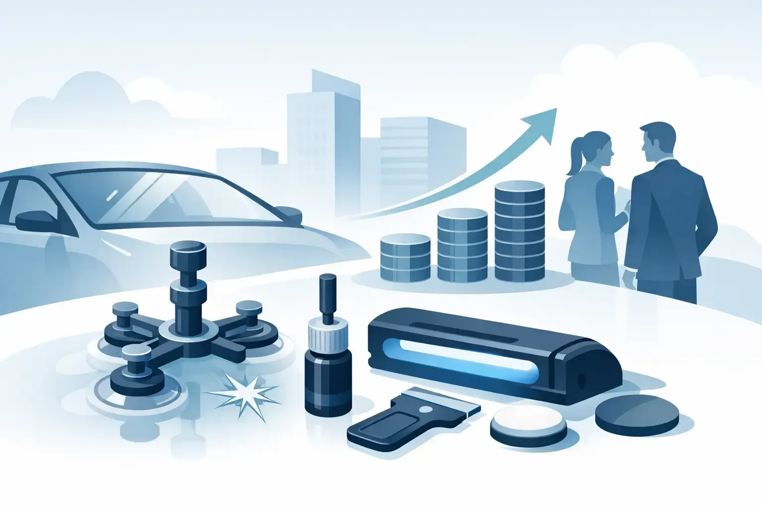 Professional windshield repair kit