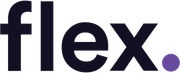 Flex logo, dark blue text with a purple dot.