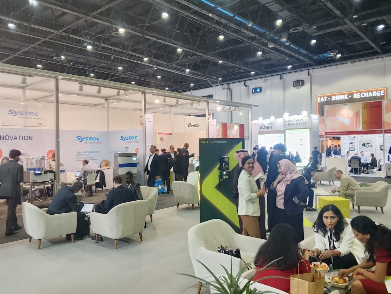 Global healthcare exhibition event with professionals networking in Dubai