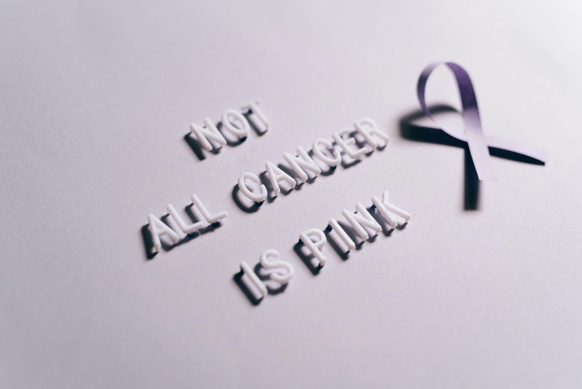 A cancer banner with a ribbon