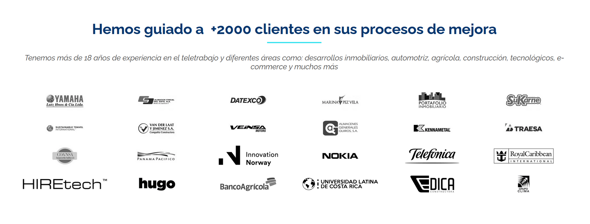 A list of logos from various companies, below the text 